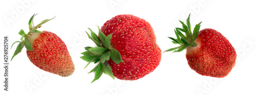 Fototapeta Naklejka Na Ścianę i Meble -  Organic Strawberry Isolated on White Background Close Up