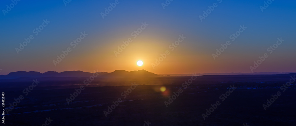 Sunset from a mountain at Otjiwarongo, looking towards Outjo, Namibia