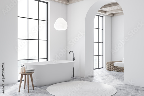 White bathroom and living room corner © ImageFlow