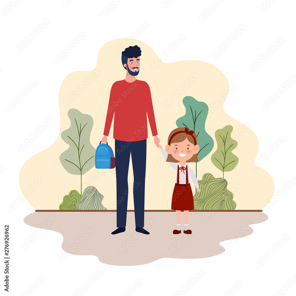 father with daughter of back to school father with daughter of back to school