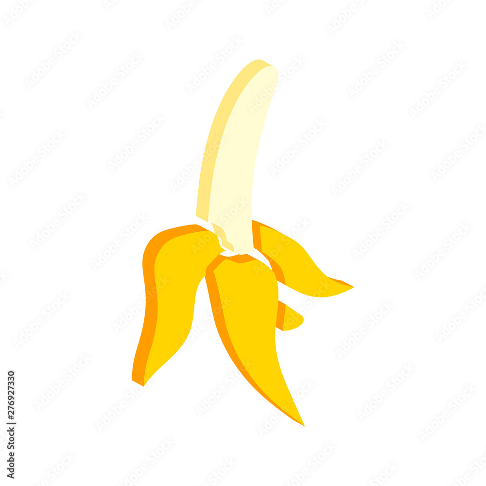 Banana peeled icon.Isometric and 3D view.