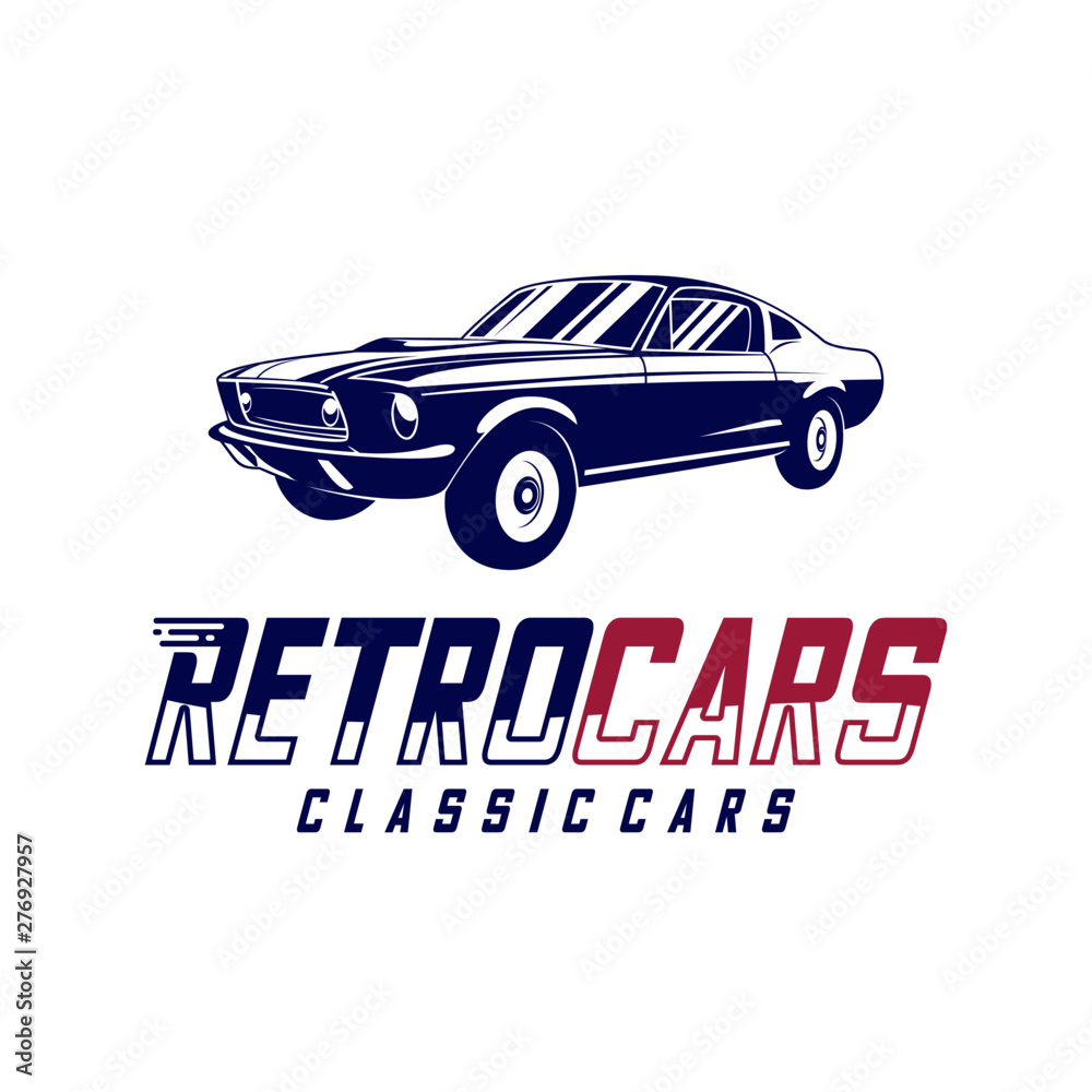 Classic cars logo design vector illustrations. Vintage Automotive with ...