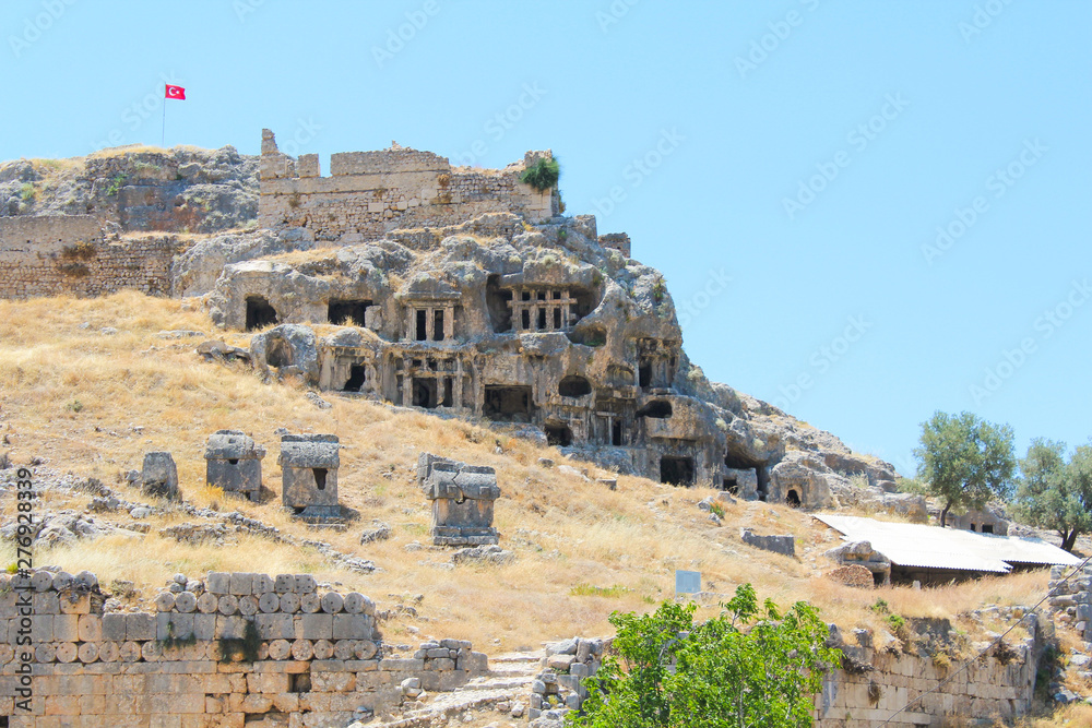 The necropolis in Tlos citadel near the resort town Turkey