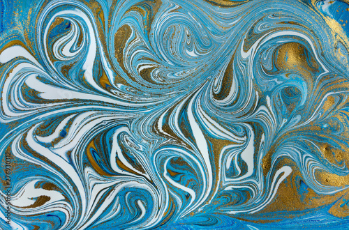 Marble abstract background. Blue marbling artwork texture.