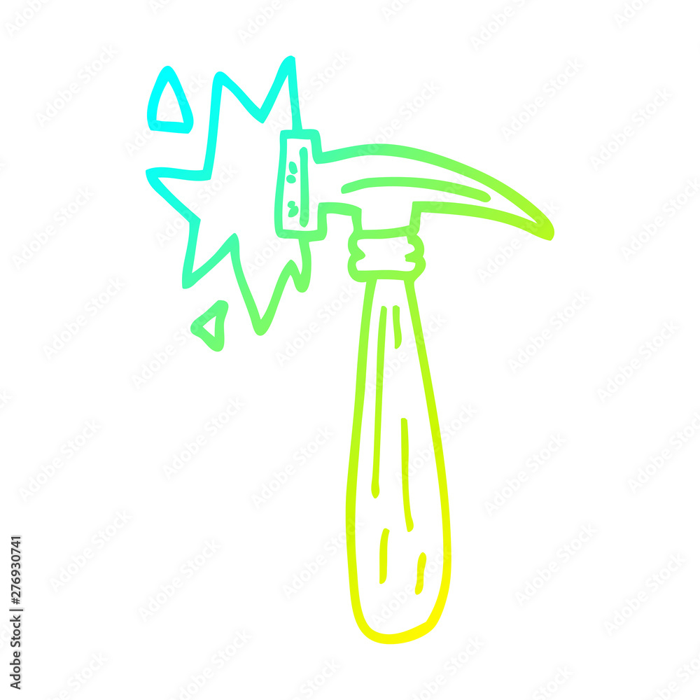 cold gradient line drawing cartoon hammer banging cold gradient line drawing cartoon hammer banging