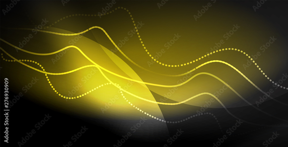 Glowing abstract wave on dark, shiny motion, magic space light. Techno abstract background Glowing abstract wave on dark, shiny motion, magic space light. Techno abstract background