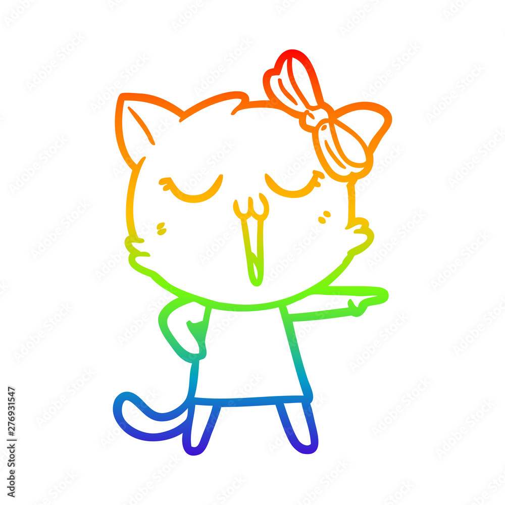 rainbow gradient line drawing cartoon cat rainbow gradient line drawing cartoon cat
