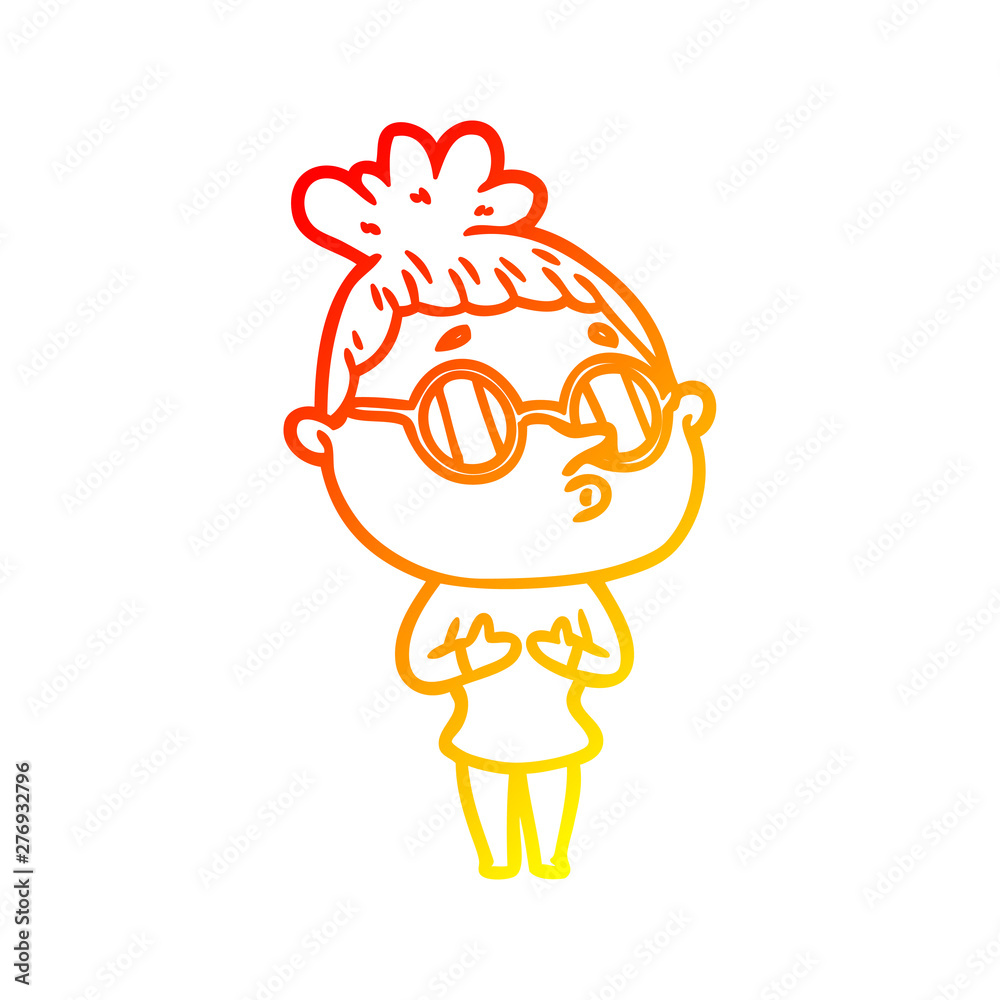 warm gradient line drawing cartoon woman wearing glasses warm gradient line drawing cartoon woman wearing glasses