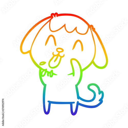 rainbow gradient line drawing rude dog cartoon