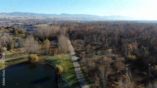 Flying over the Boise River Greenbelt in Eagle Idaho photo