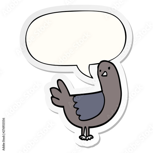 cartoon pigeon and speech bubble sticker