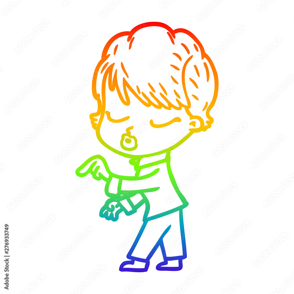 rainbow gradient line drawing cartoon woman with eyes shut rainbow gradient line drawing cartoon woman with eyes shut