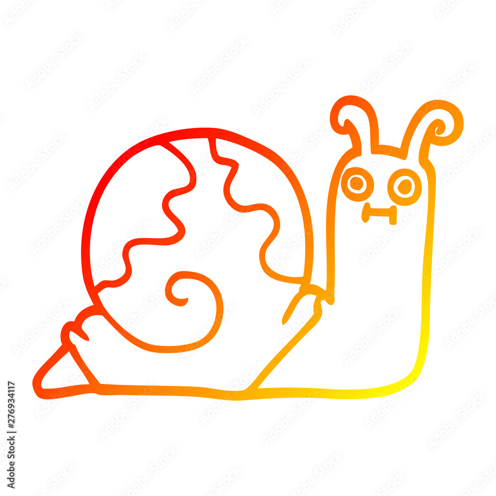 warm gradient line drawing cartoon snail