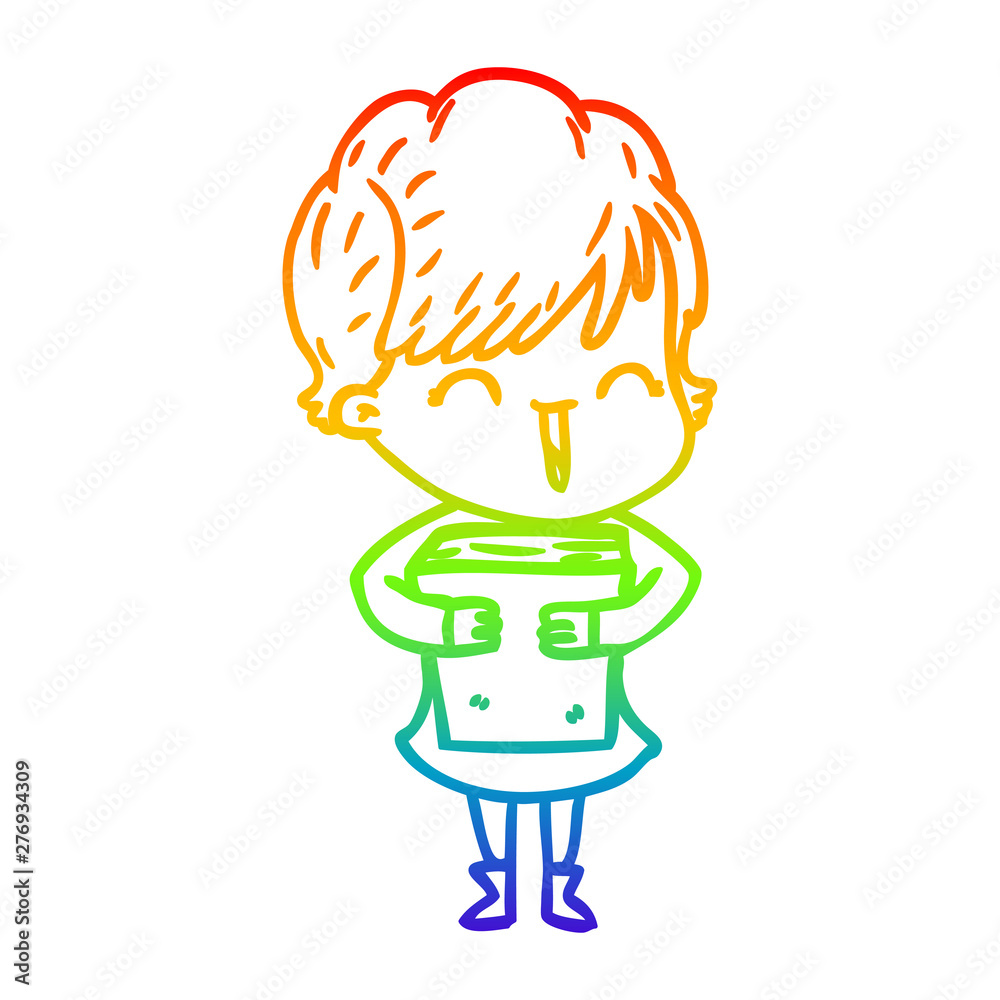 rainbow gradient line drawing cartoon laughing woman rainbow gradient line drawing cartoon laughing woman