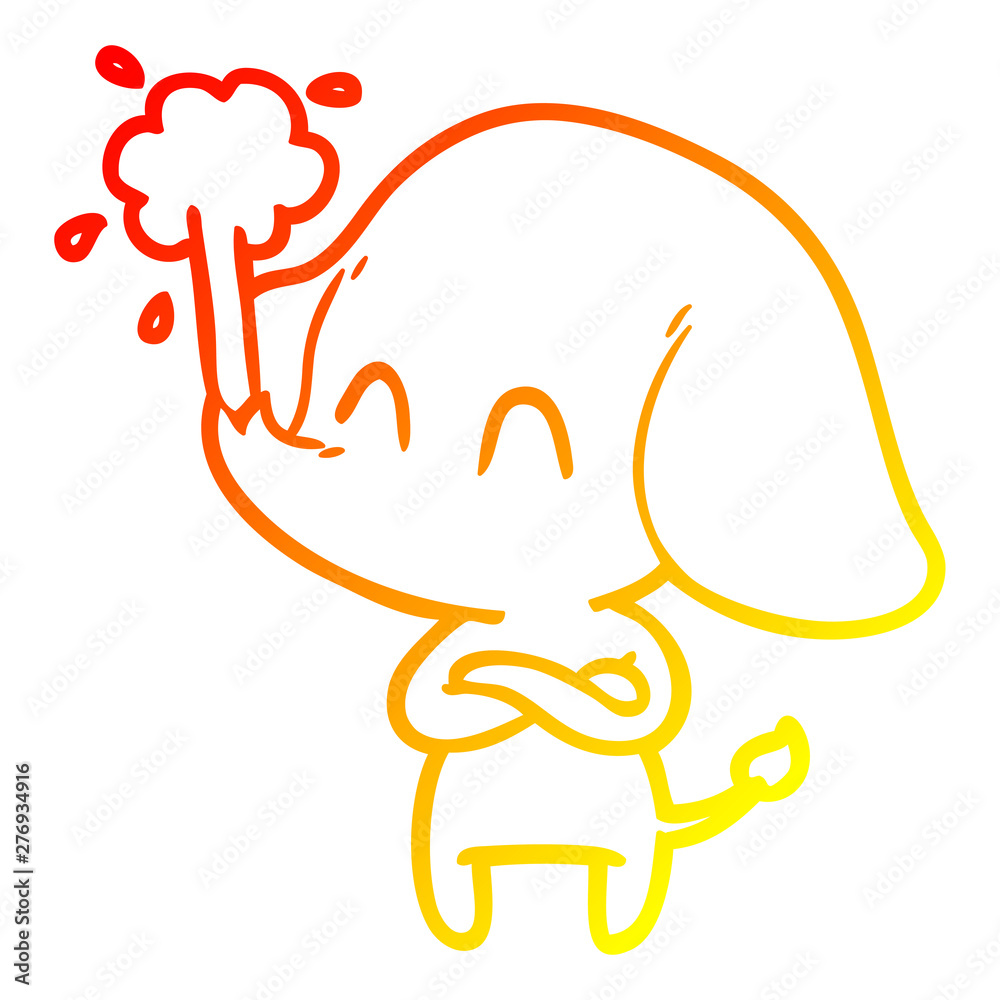 warm gradient line drawing cute cartoon elephant spouting water warm gradient line drawing cute cartoon elephant spouting water