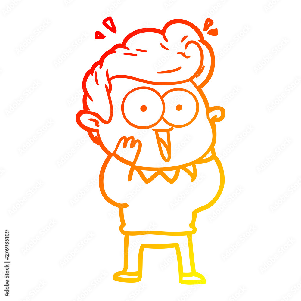 warm gradient line drawing cartoon excited man
