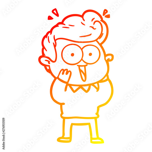 warm gradient line drawing cartoon excited man