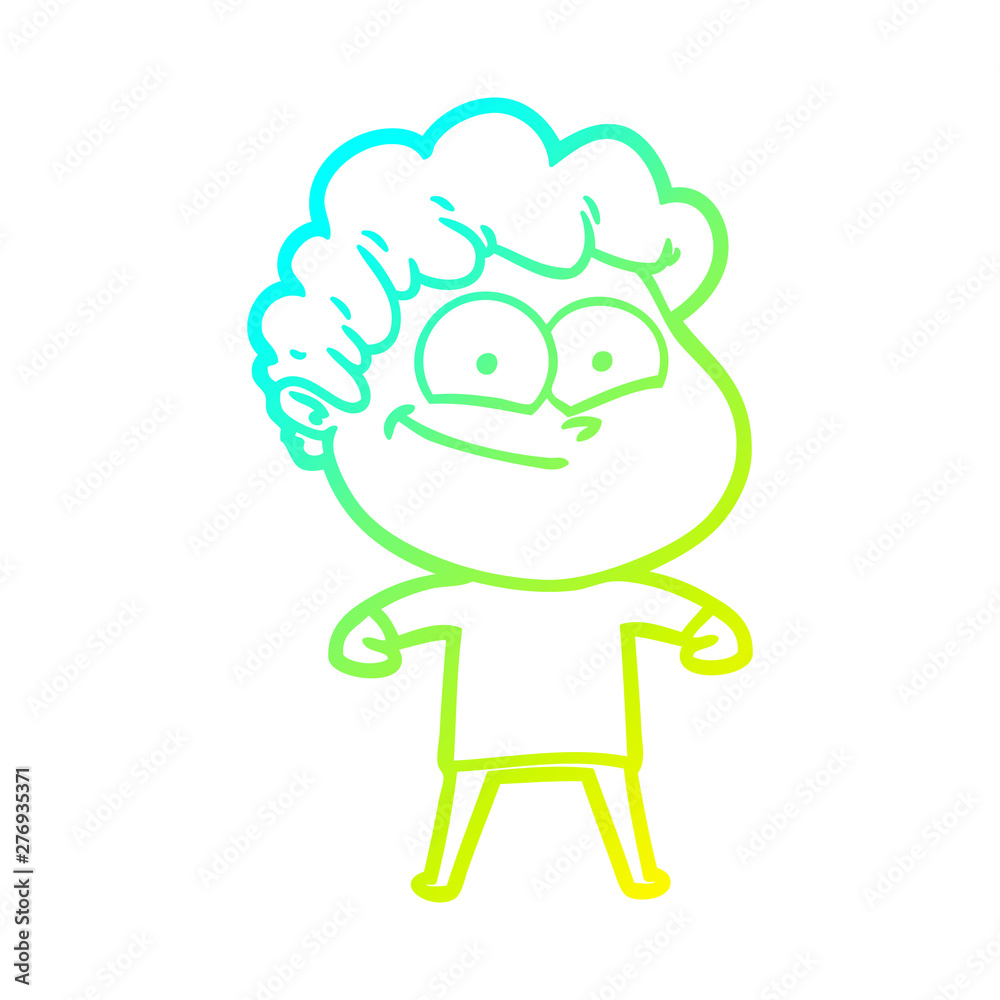 cold gradient line drawing cartoon happy man cold gradient line drawing cartoon happy man