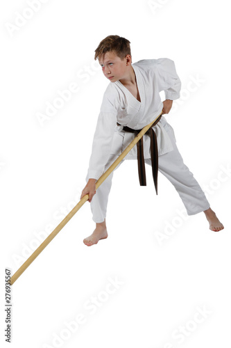 Teenage boy doing martial arts