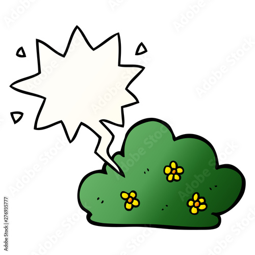 cartoon hedge and speech bubble in smooth gradient style