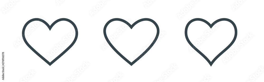 Set of heart icons. Concept of love, relatioships and weddings. Simple vector isolated outline symbols collection. Set of heart icons. Concept of love, relatioships and weddings. Simple vector isolated outline symbols collection.
