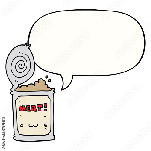 cartoon canned food and speech bubble