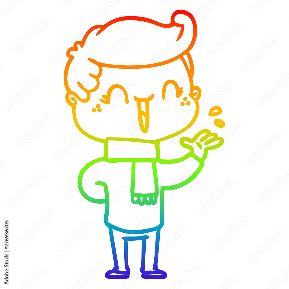 rainbow gradient line drawing cartoon laughing boy rainbow gradient line drawing cartoon laughing boy