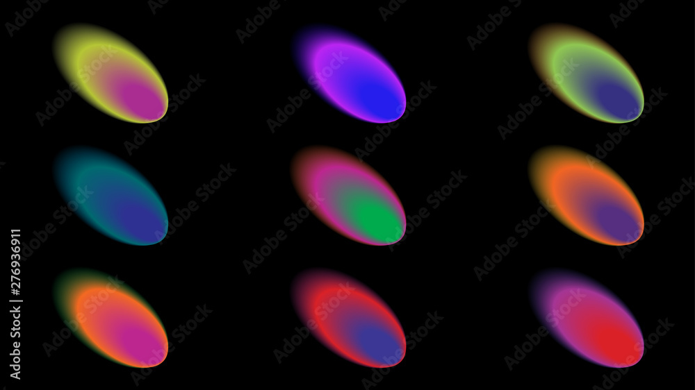 Vivid color gradient shapes. Blurred vibrant set Vivid color gradient shapes. Blurred vibrant set