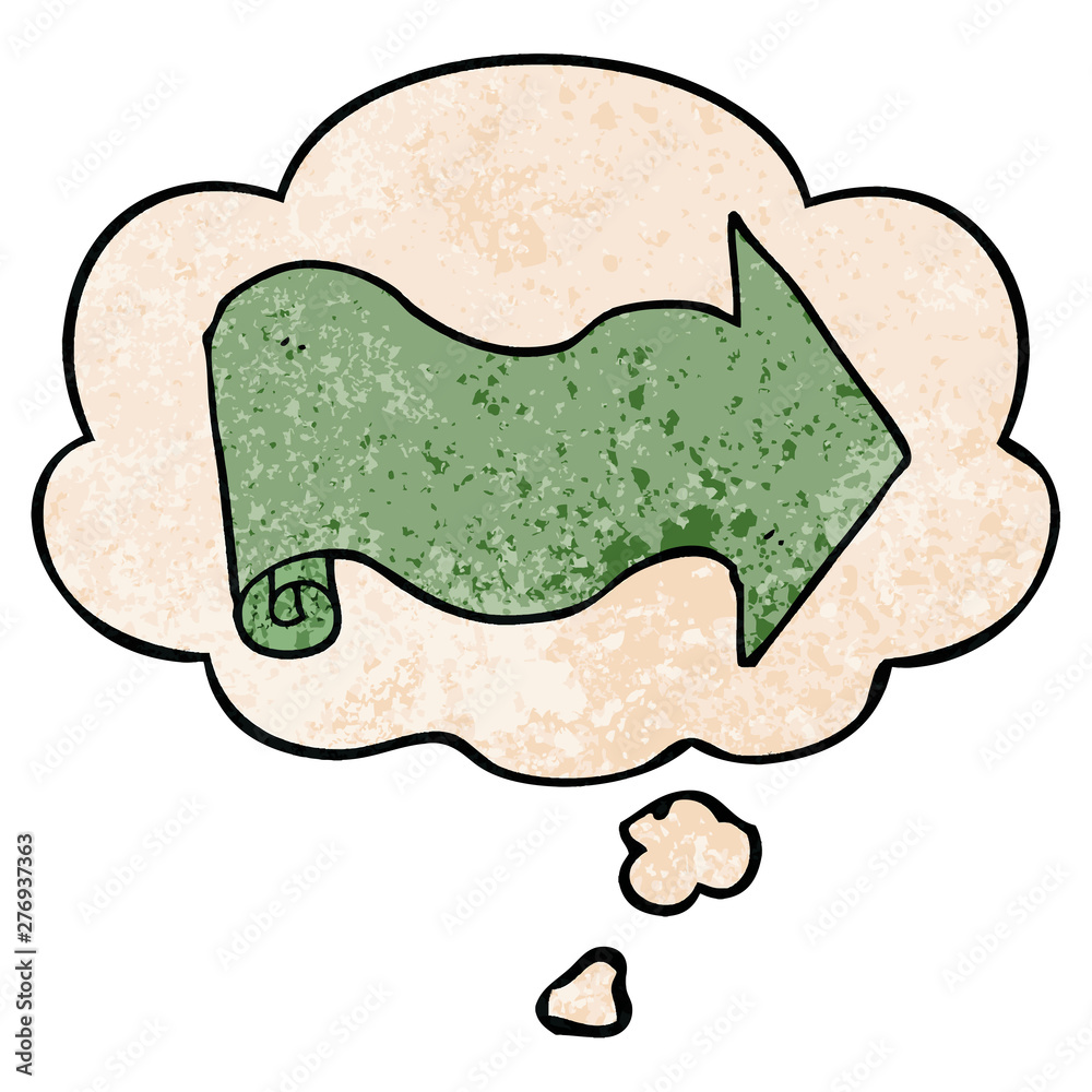 cartoon arrow and thought bubble in grunge texture pattern style cartoon arrow and thought bubble in grunge texture pattern style