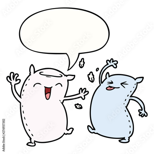 cartoon pillows and speech bubble