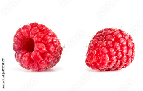 ripe raspberry set isolated on white background
