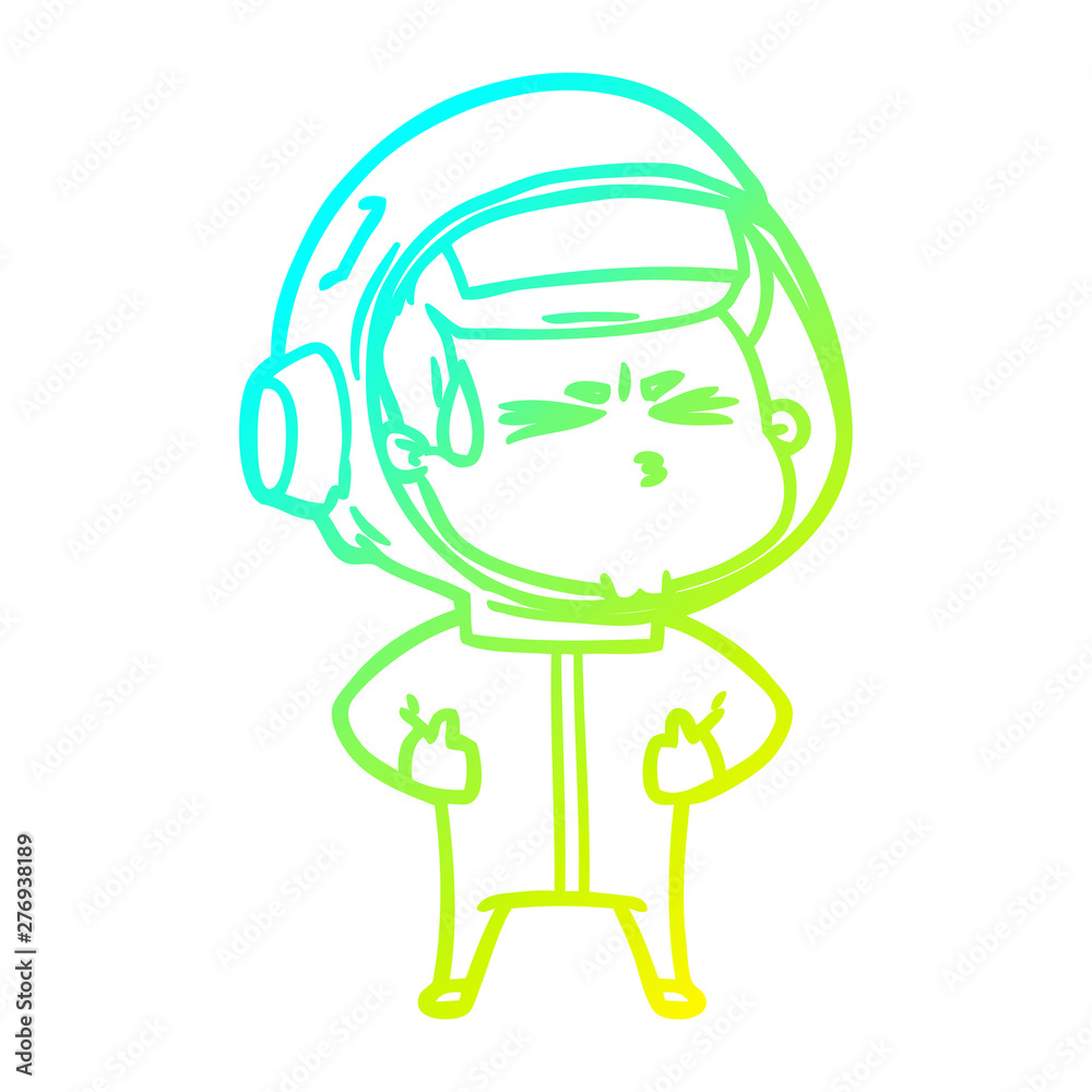 cold gradient line drawing cartoon stressed astronaut cold gradient line drawing cartoon stressed astronaut