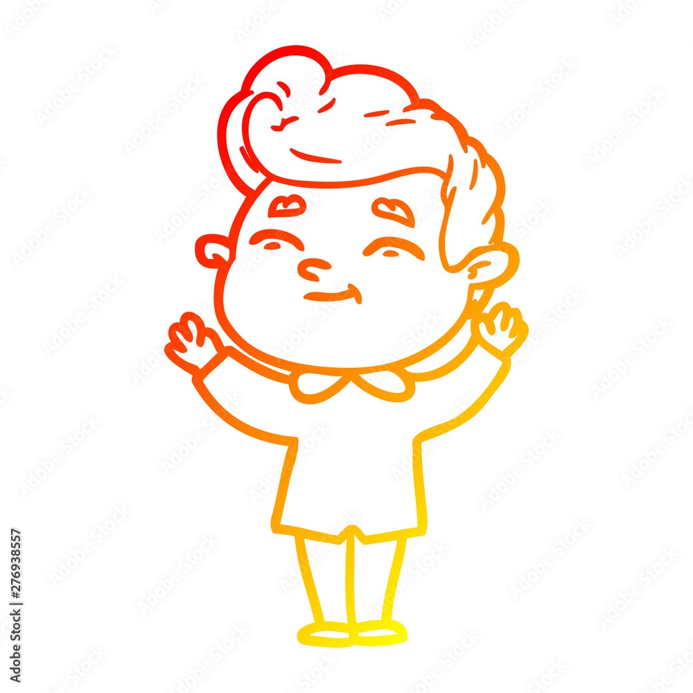 warm gradient line drawing happy cartoon man