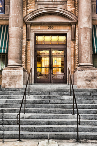 Entrance to old courthouse in Palm Beach County, Florida, USA.