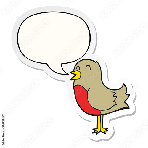 cartoon bird and speech bubble sticker