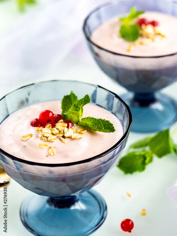 curd yogurt with red currants curd yogurt with red currants