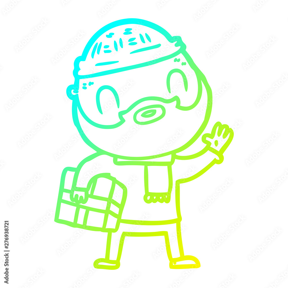 cold gradient line drawing cartoon bearded man cold gradient line drawing cartoon bearded man