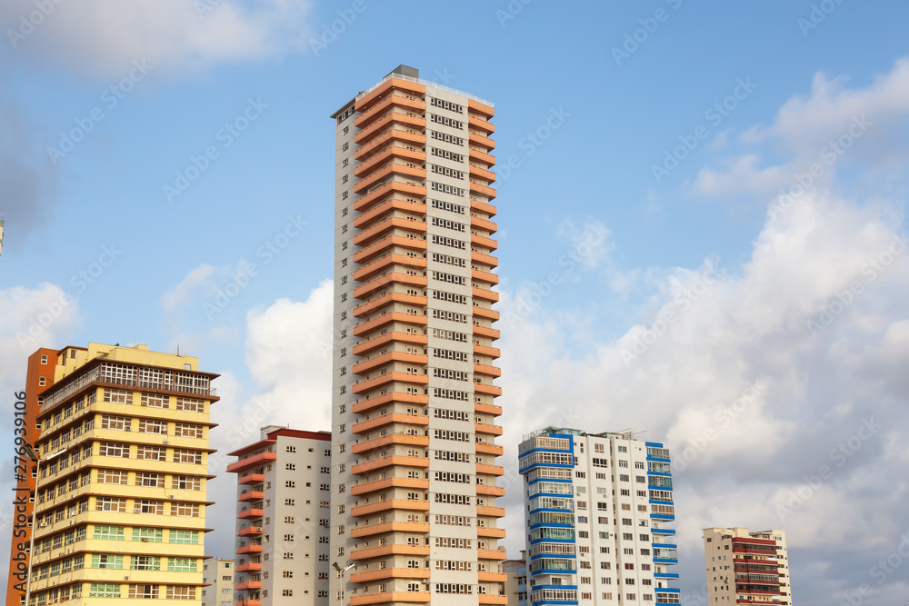 Residential Apartment Buildings in the Havana City, Capital of Cuba, during a sunny and cloudy morning. Residential Apartment Buildings in the Havana City, Capital of Cuba, during a sunny and cloudy morning.