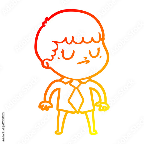 warm gradient line drawing cartoon grumpy boy