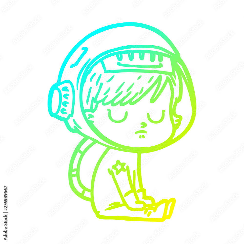 cold gradient line drawing cartoon astronaut woman cold gradient line drawing cartoon astronaut woman