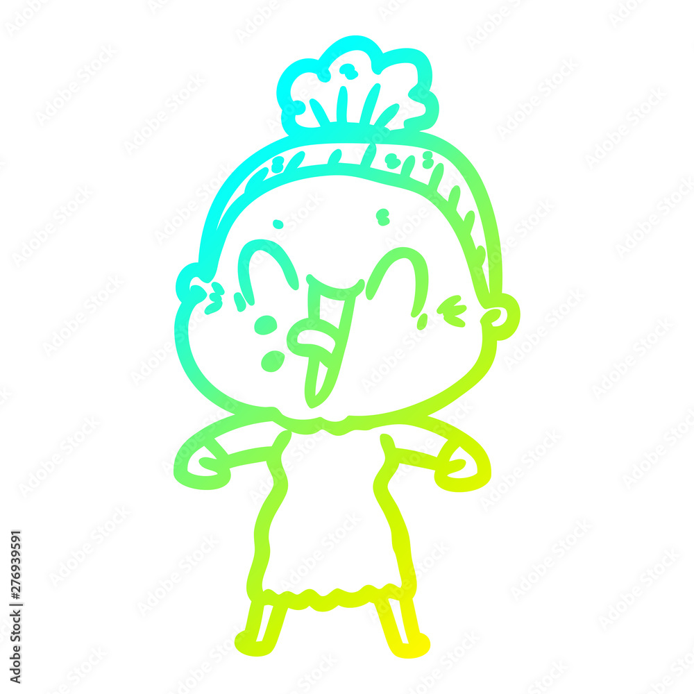 cold gradient line drawing cartoon happy old woman cold gradient line drawing cartoon happy old woman