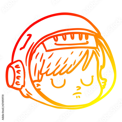 warm gradient line drawing cartoon astronaut face