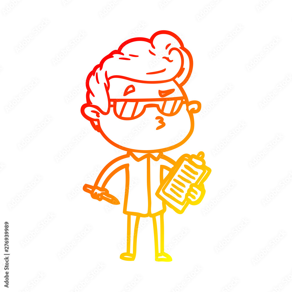 warm gradient line drawing cartoon cool guy