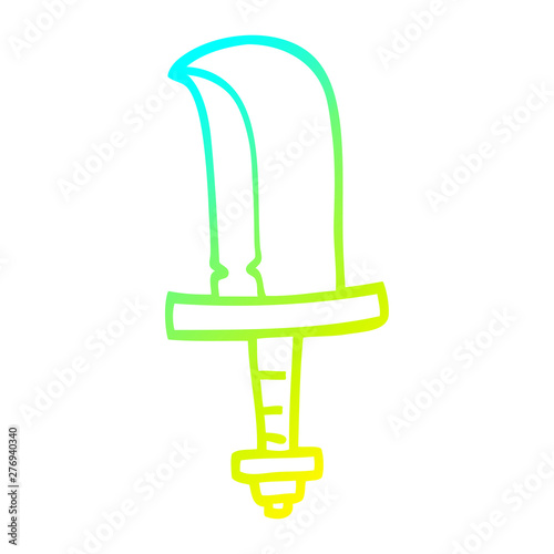 cold gradient line drawing cartoon old dagger