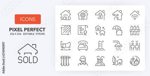 real estate 12line icons 256 x 256