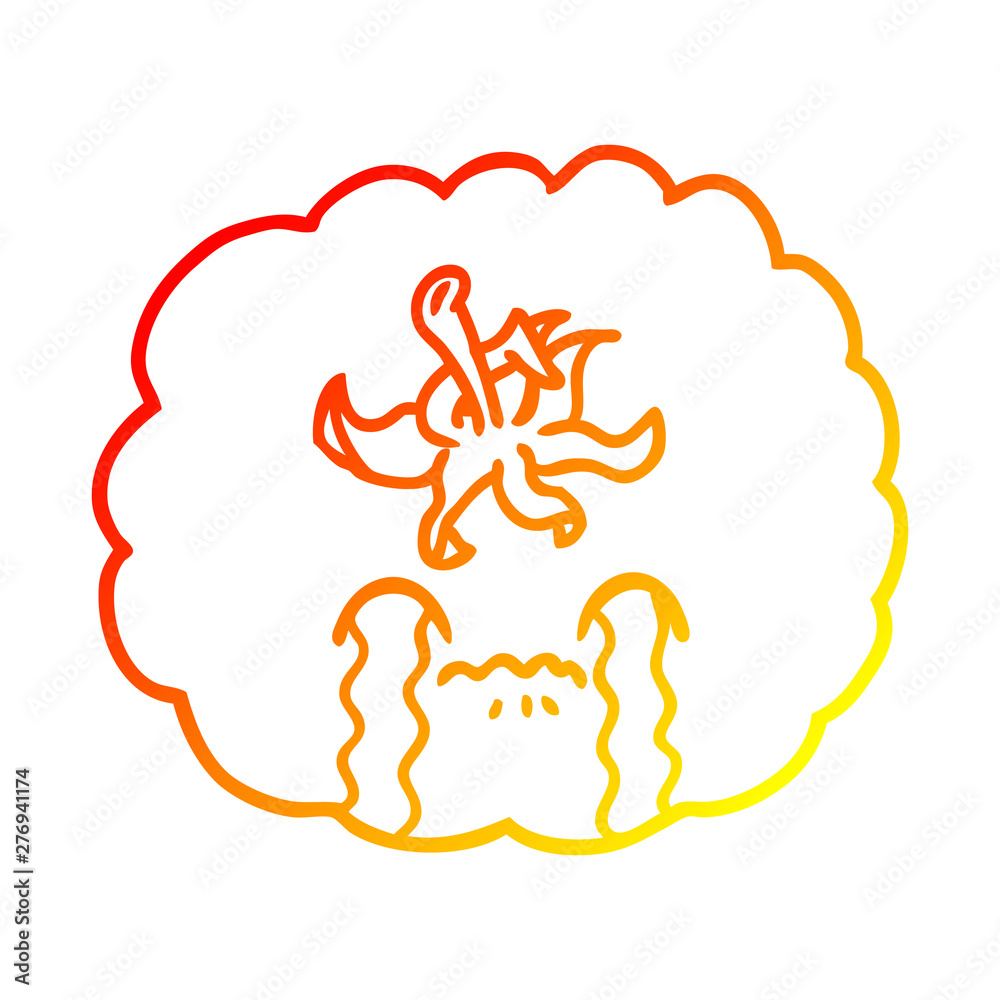 Obraz premium warm gradient line drawing cartoon crying tomato