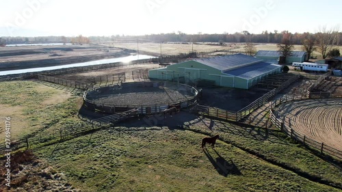 Aerial view of horse corral 