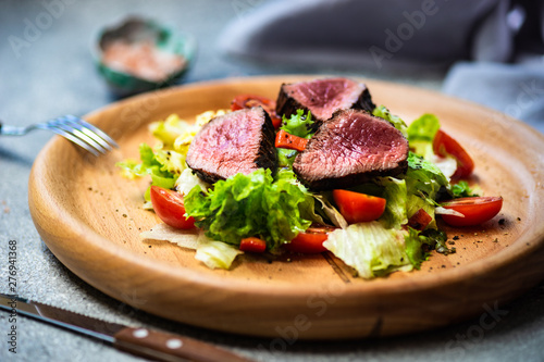 Steak salad with fresh lettuce