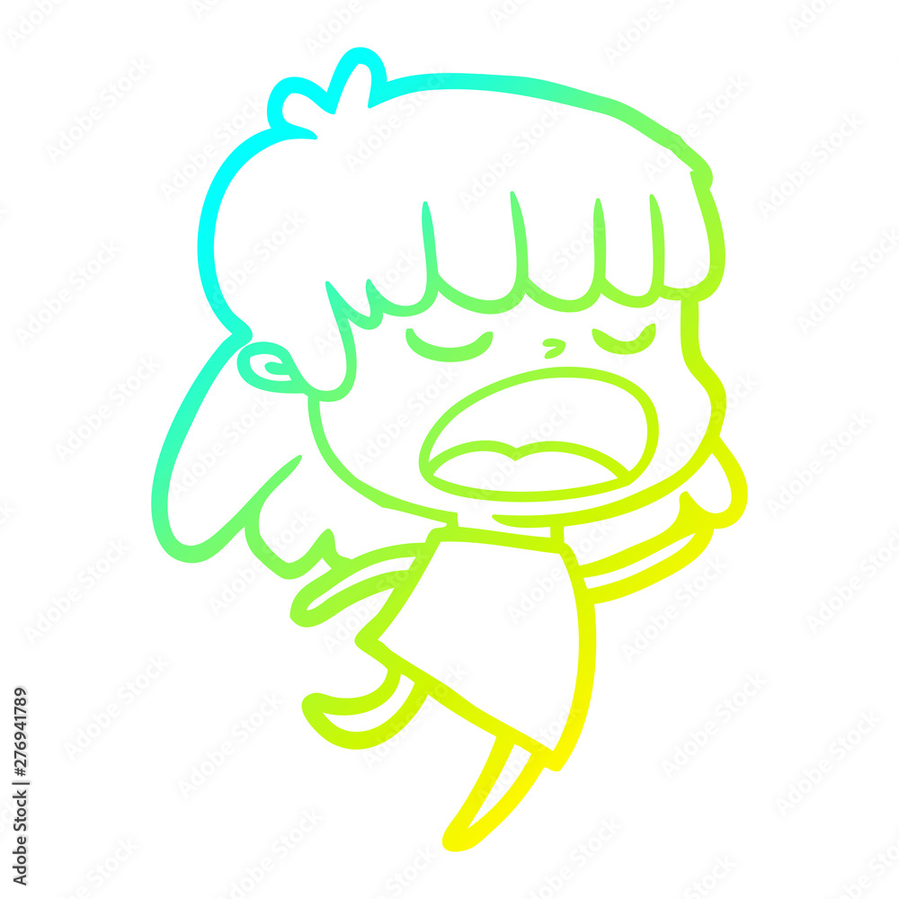 cold gradient line drawing cartoon woman talking loudly cold gradient line drawing cartoon woman talking loudly