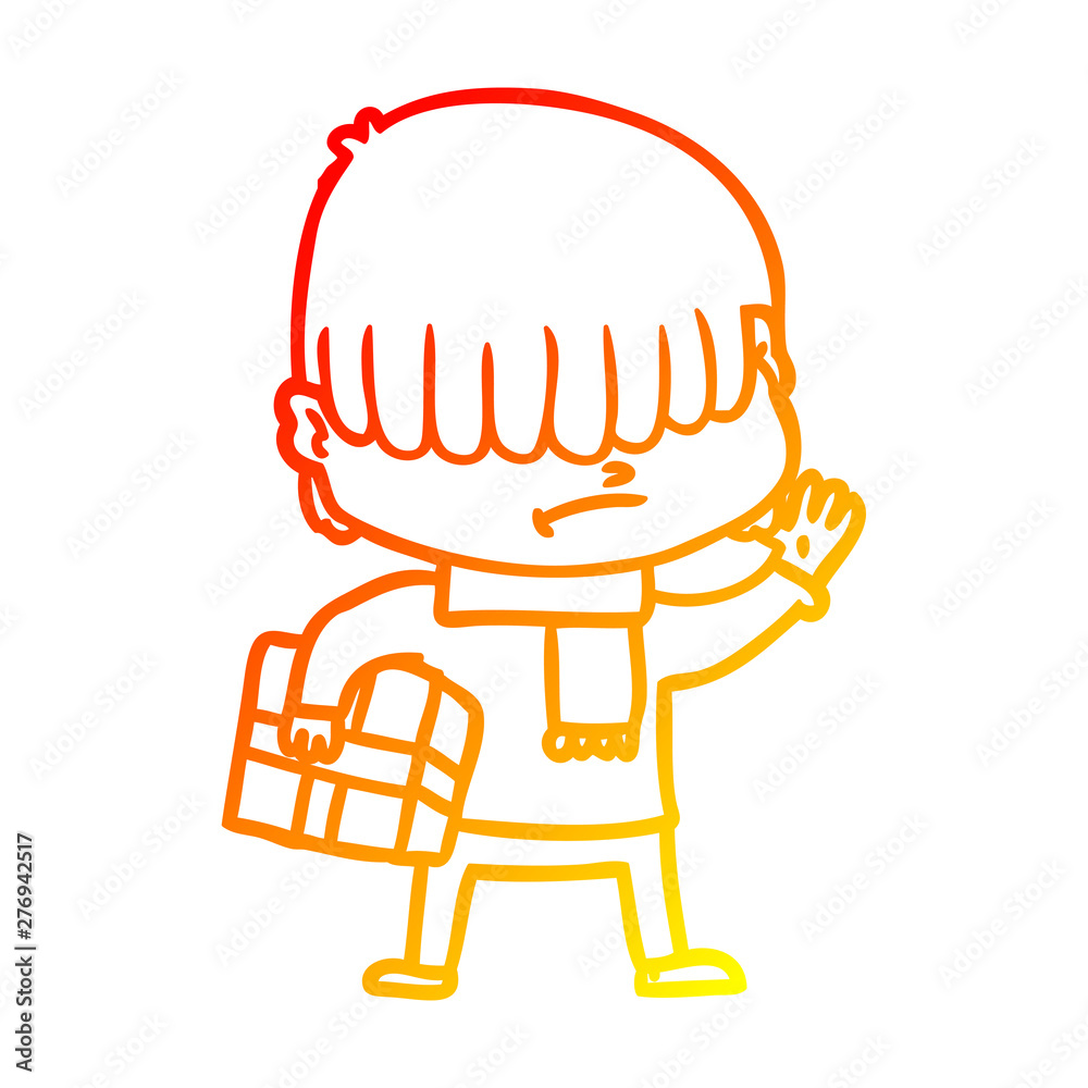 warm gradient line drawing cartoon boy with untidy hair warm gradient line drawing cartoon boy with untidy hair